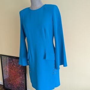 Kameya Bright Blue Long Sleeve Dress Sz40